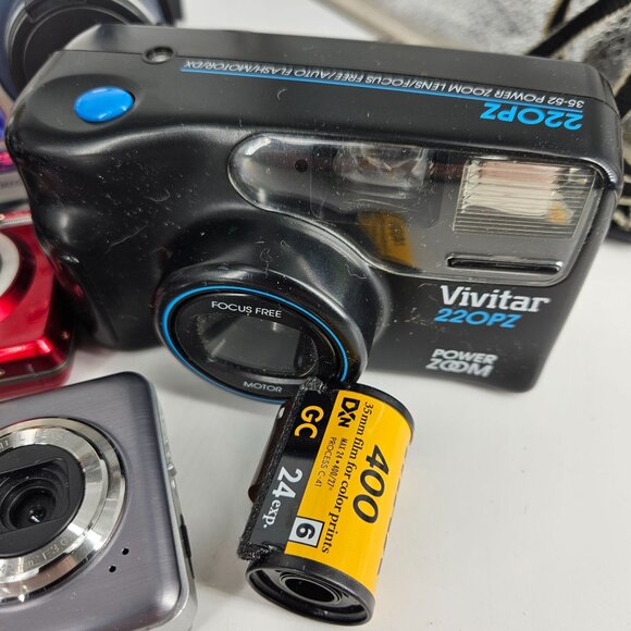 Digital Camera 35mm Video Charger Battery Cords SD Cards Lot 8+ PARTS Repair - Picture 6 of 11